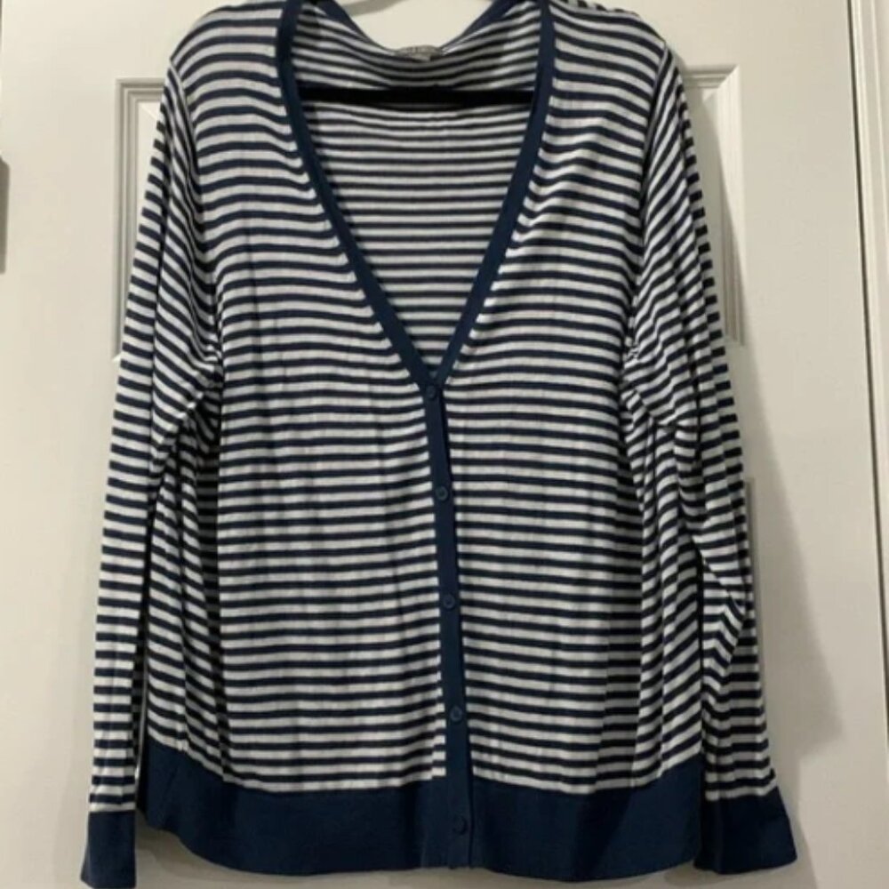 Falls Creek Navy and White Striped Cardigan
